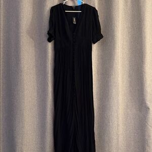 Express Black Button-Down Maxi Dress